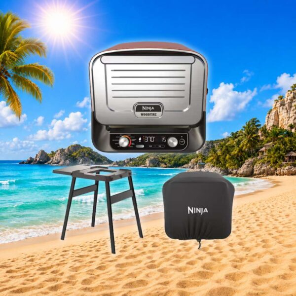 Ninja Woodfire Outdoor Oven, Pizza Maker and BBQ smoker with Stand and Cover