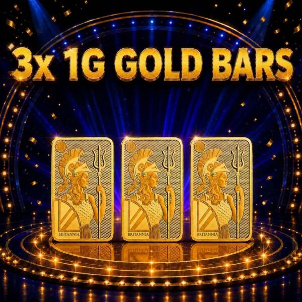 3x 1g Gold Bars or £350 Cash