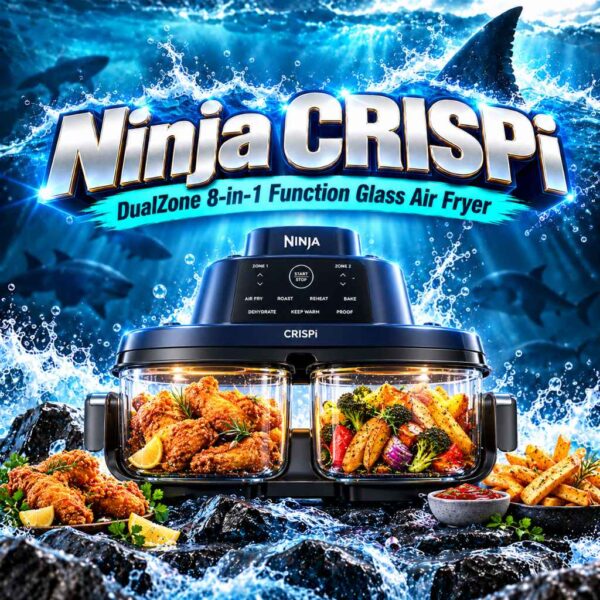 Ninja CRISPi DualZone 8-in-1 Function Glass Air Fryer - Cyberspace or £200
